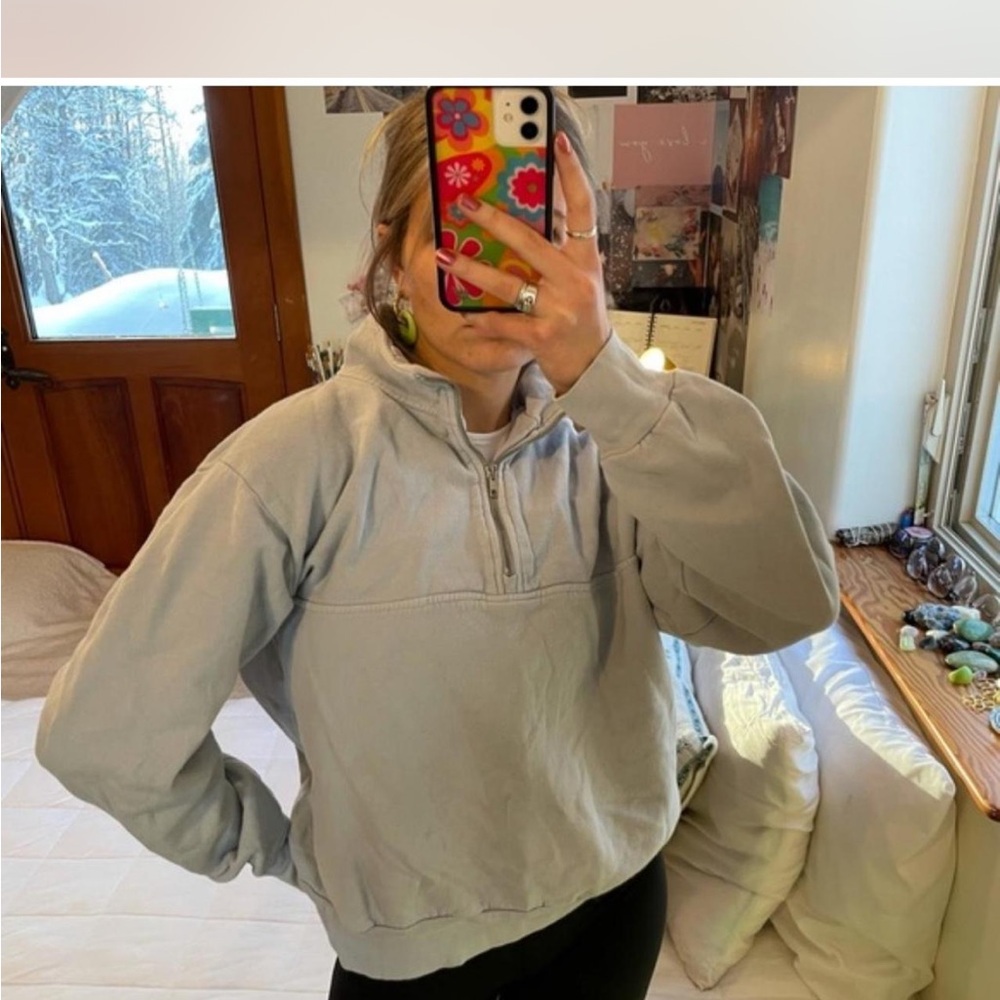 Brandy Melville Light blue Zip-Up Sweater